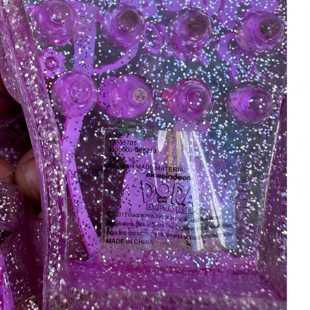 Dora The Explorer Toddler Girl Pink Purple Glitter Jelly Caged Toe Sandals Sz 7